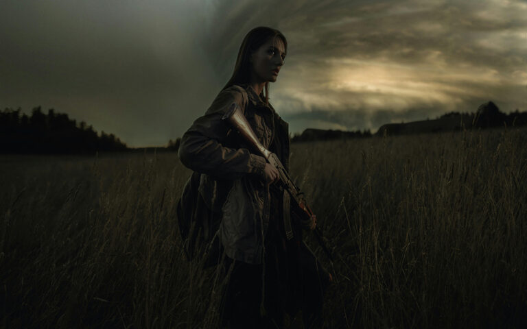 Woman Hunting AR15 Rifle